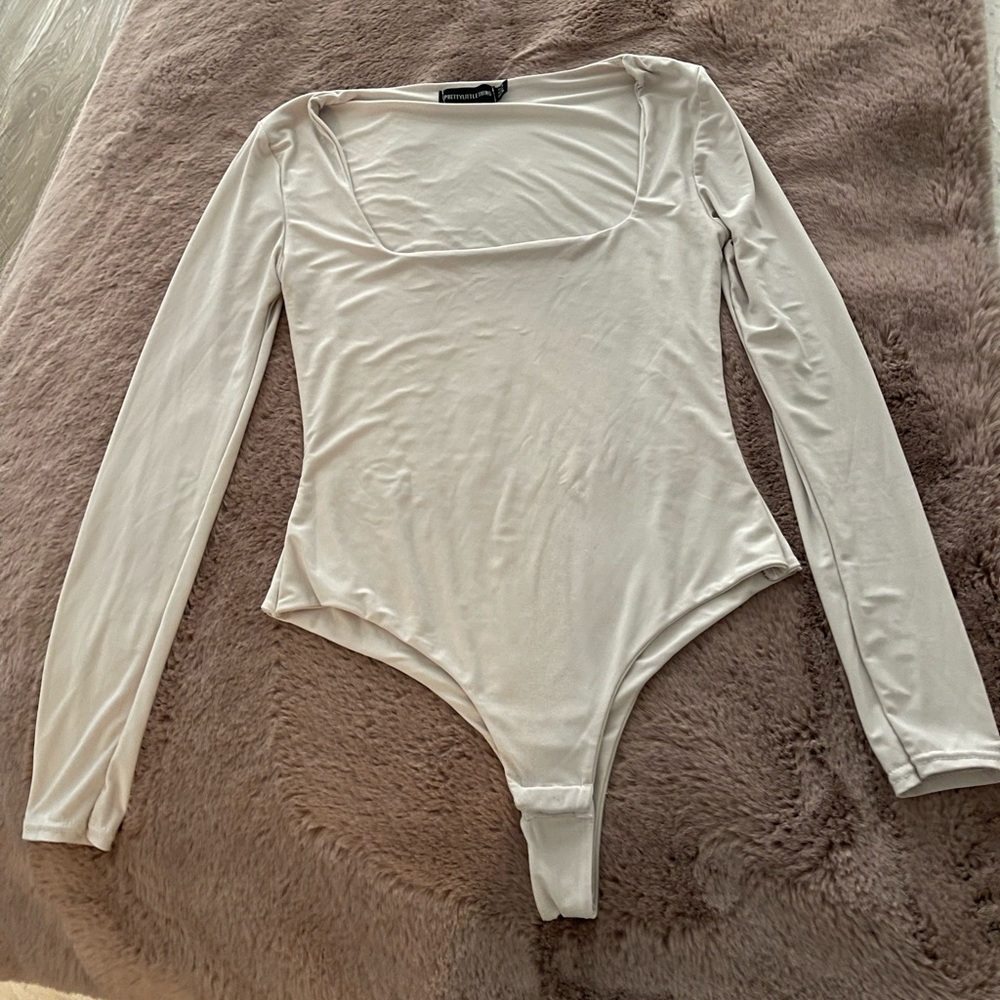prettylittlething | cream long sleeve bodysuit